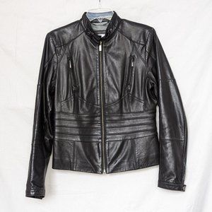 Calvin Klein Black Leather Jacket Sz M